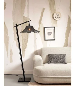 Sale Vloerlamp Ibiza - Bamboe Zwart - 77x50x150cm Vloerlampen
