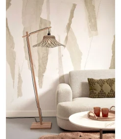 Sale Vloerlamp Ibiza - Bamboe/Zwart - 77x50x150cm Vloerlampen