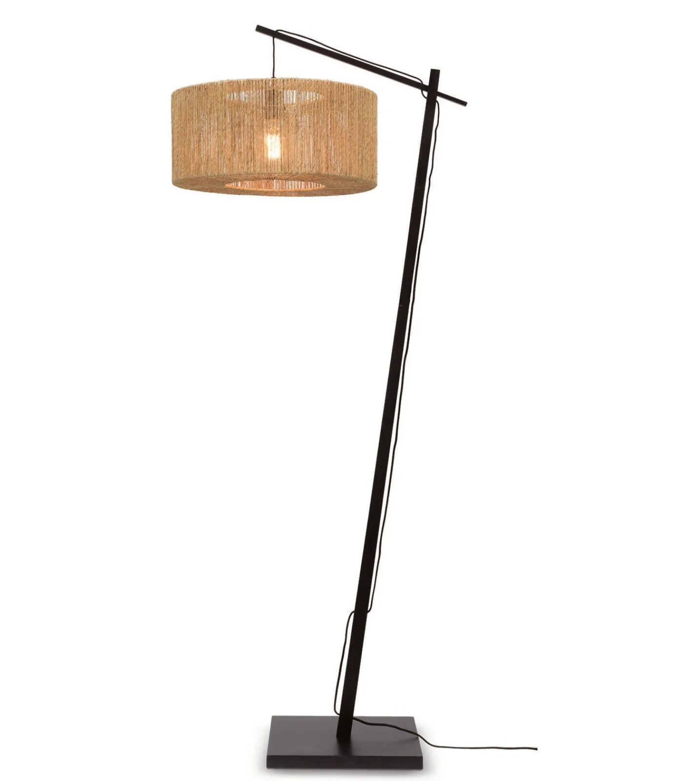 Clearance Vloerlamp Iguazu - Bamboe Zwart/Jute - 73x50x176cm Vloerlampen