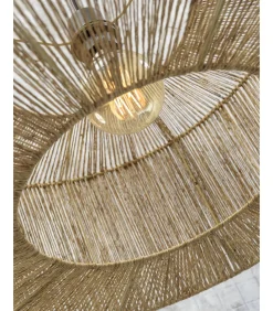 Clearance Vloerlamp Iguazu - Bamboe Zwart/Jute - 73x50x176cm Vloerlampen