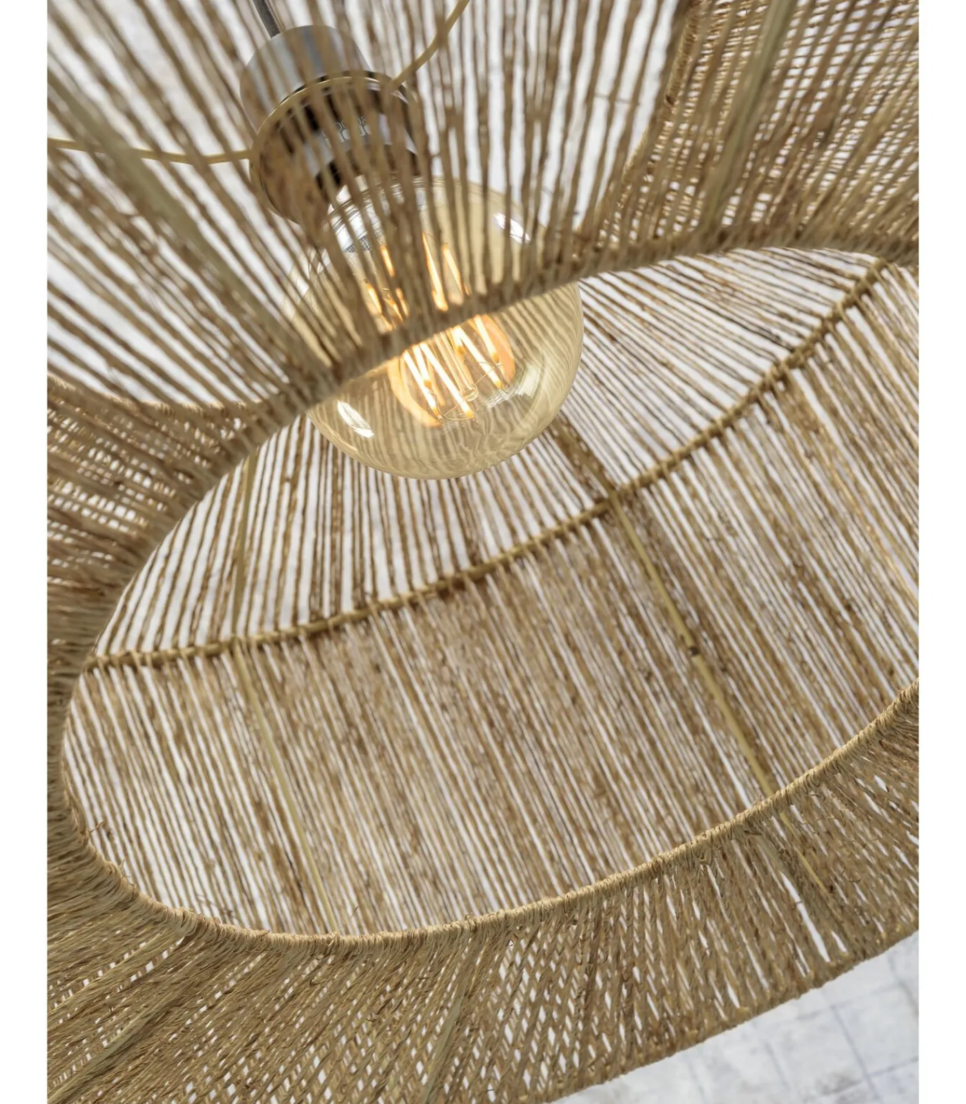 Clearance Vloerlamp Iguazu - Bamboe Zwart/Jute - 73x50x176cm Vloerlampen