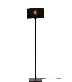 Vloerlamp Iguazu - Bamboe/Jute Zwart - Ø30x126cm Vloerlampen