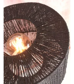 Vloerlamp Iguazu - Bamboe/Jute Zwart - Ø30x126cm Vloerlampen