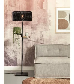 Vloerlamp Java - Bamboe Zwart - Ø50x158cm Vloerlampen