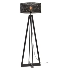 New Vloerlamp Java - Bamboe Zwart - 50x50x145cm Vloerlampen