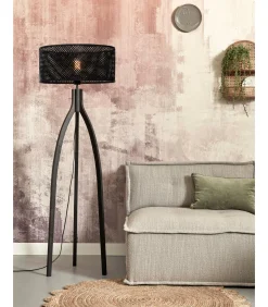 Online Vloerlamp Java - Bamboe Zwart - 50x50x145cm - Driepoot Vloerlampen
