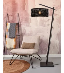 New Vloerlamp Java - Bamboe Zwart - 75x50x176cm Vloerlampen