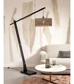 Discount Vloerlamp Java - Bamboe Zwart/Naturel - 175x50x207cm Vloerlampen