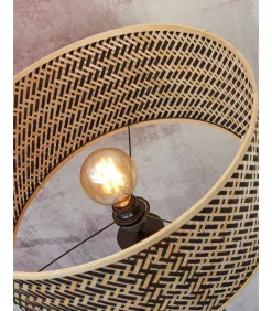 Discount Vloerlamp Java - Bamboe/Zwart - Ø50x146cm Vloerlampen