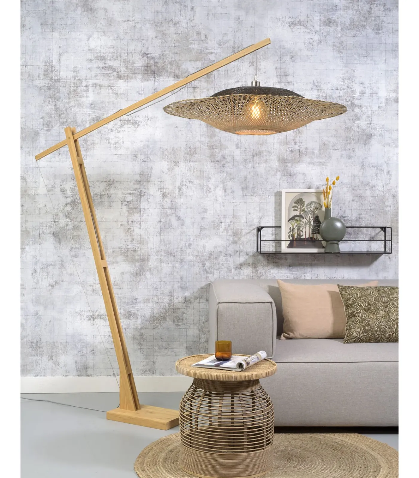 Outlet Vloerlamp Kalimantan - Bamboe - 190x87x207cm Vloerlampen