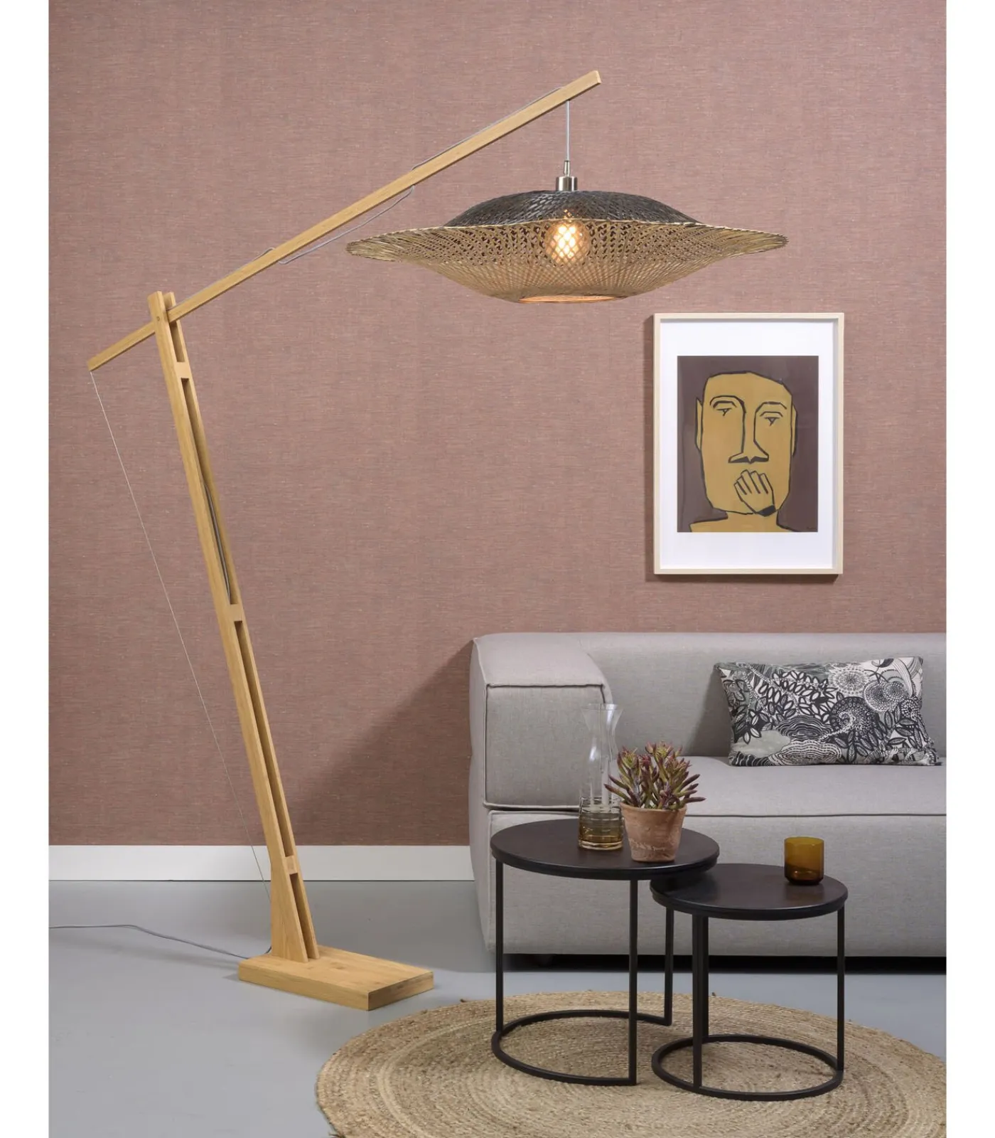 Outlet Vloerlamp Kalimantan - Bamboe - 190x87x207cm Vloerlampen