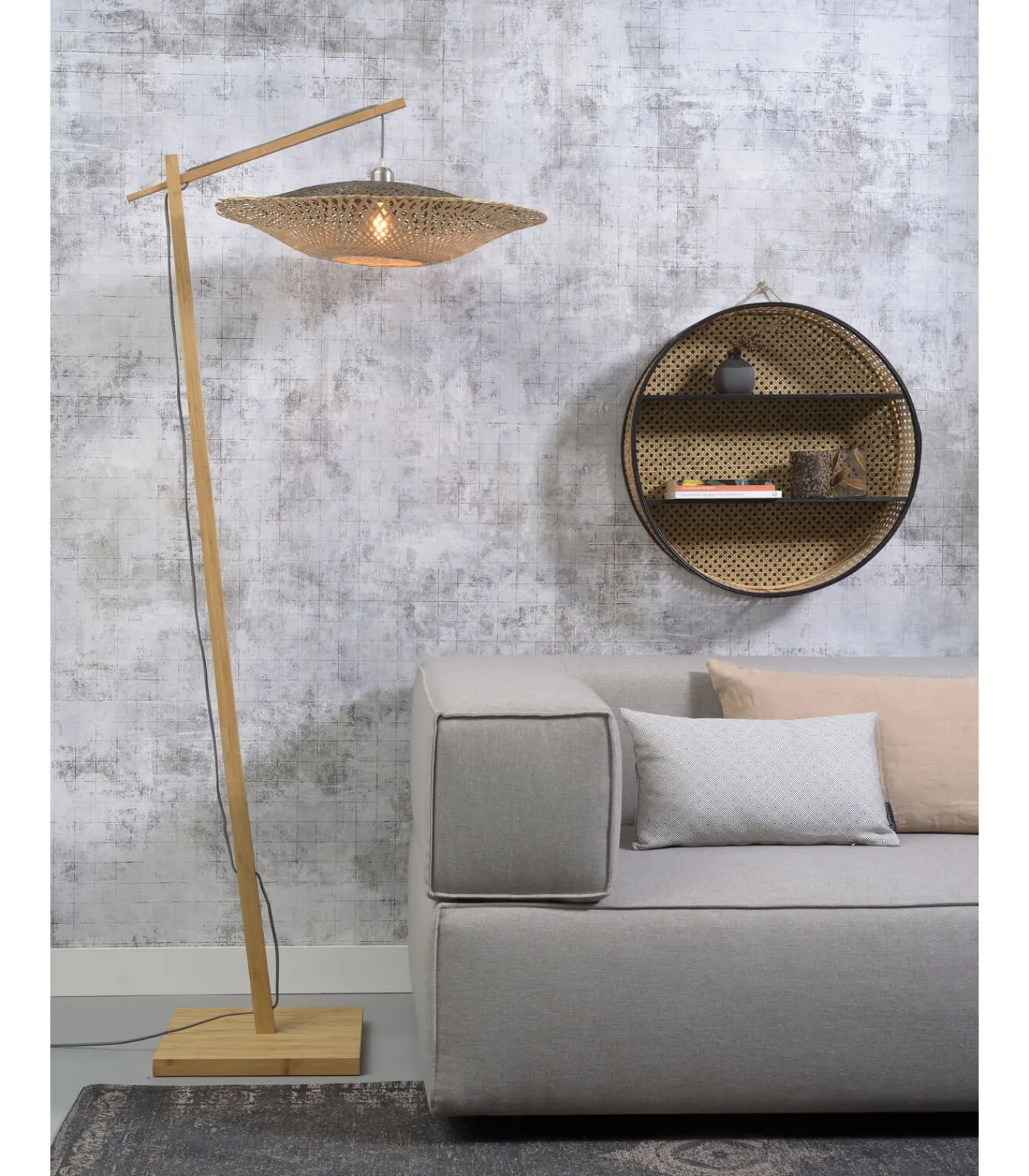 New Vloerlamp Kalimantan - Bamboe - 80x60x176cm Vloerlampen