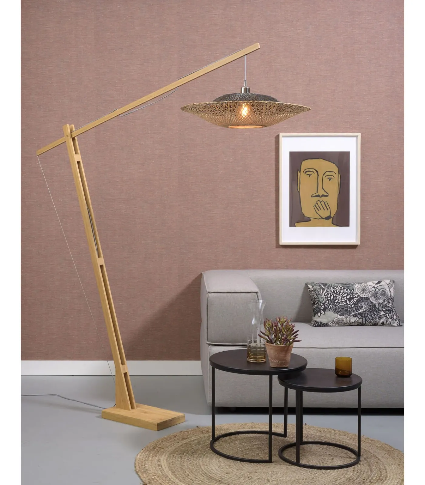 Clearance Vloerlamp Kalimantan - Bamboe - 175x60x207cm Vloerlampen