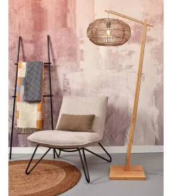 Outlet Vloerlamp Madeira - Bamboe/Rotan - 74x48x176cm Vloerlampen