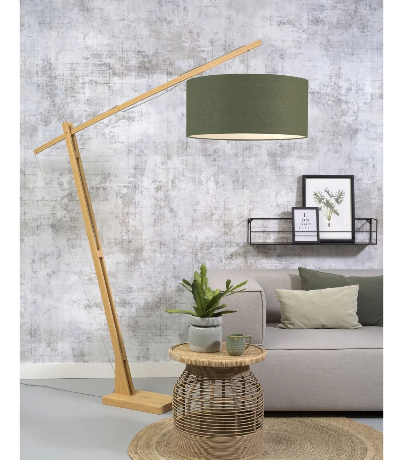New Vloerlamp Montblanc - Bamboe/Groen - 175x60x207cm Vloerlampen