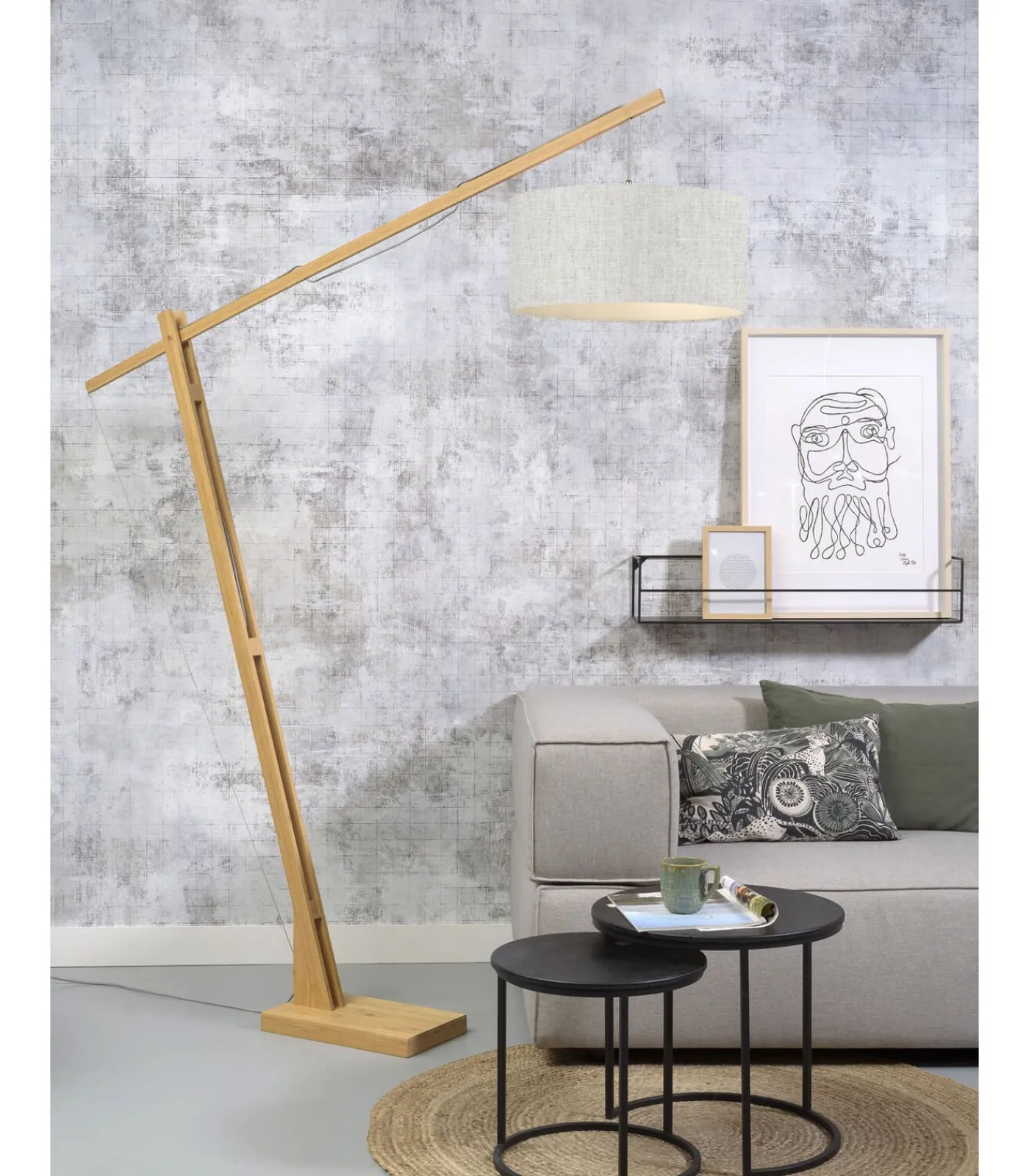New Vloerlamp Montblanc - Bamboe/Naturel - 175x47x207cm Vloerlampen