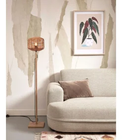 Outlet Vloerlamp Tanami - Bamboe/Rotan - Ø25cm Vloerlampen