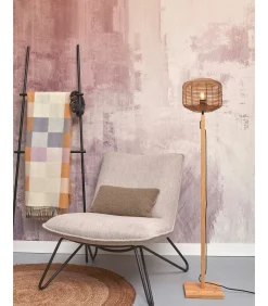 Outlet Vloerlamp Tanami - Bamboe/Rotan - Ø25cm Vloerlampen