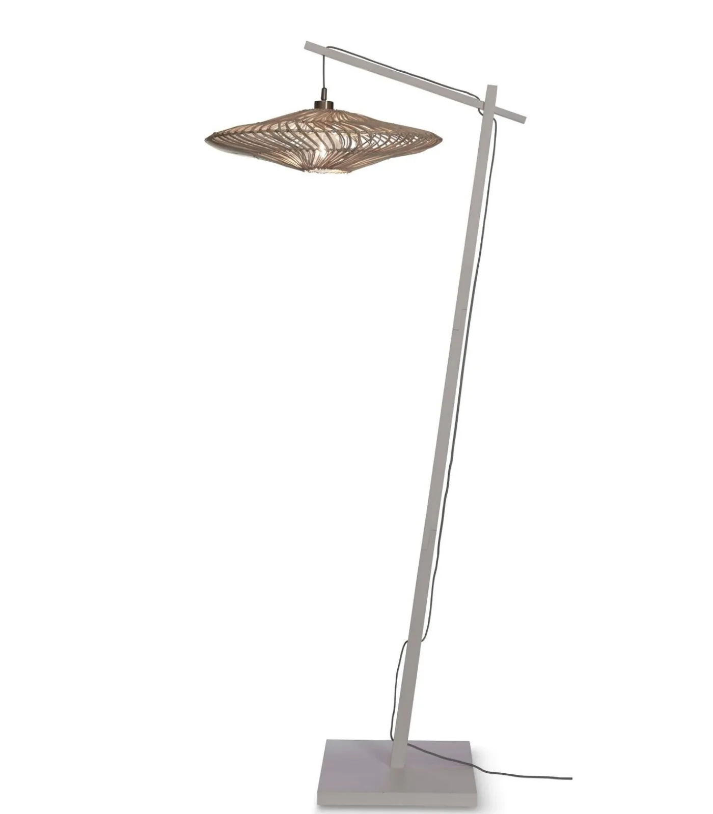 Vloerlamp Zanzibar - Bamboe/Rotan Wit - 73x55x176cm Vloerlampen