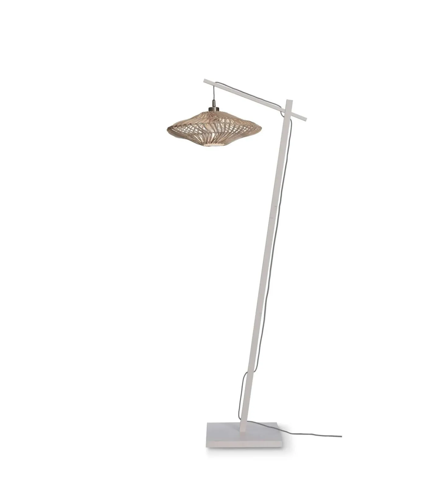 Best Vloerlamp Zanzibar - Bamboe/ Rotan Wit - 63x40x150cm Vloerlampen