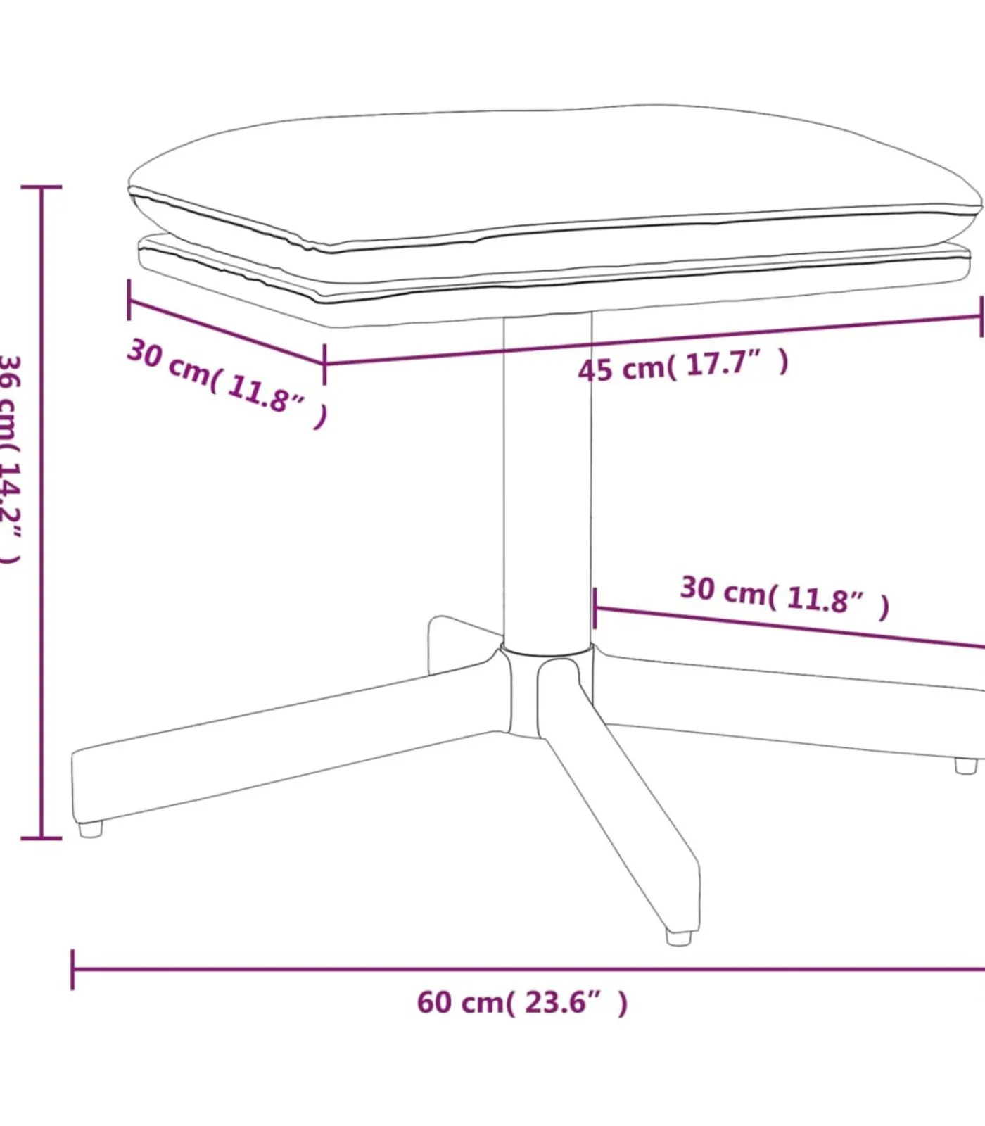Voetenbank 60x60x36 cm fluweel roze Stoelen