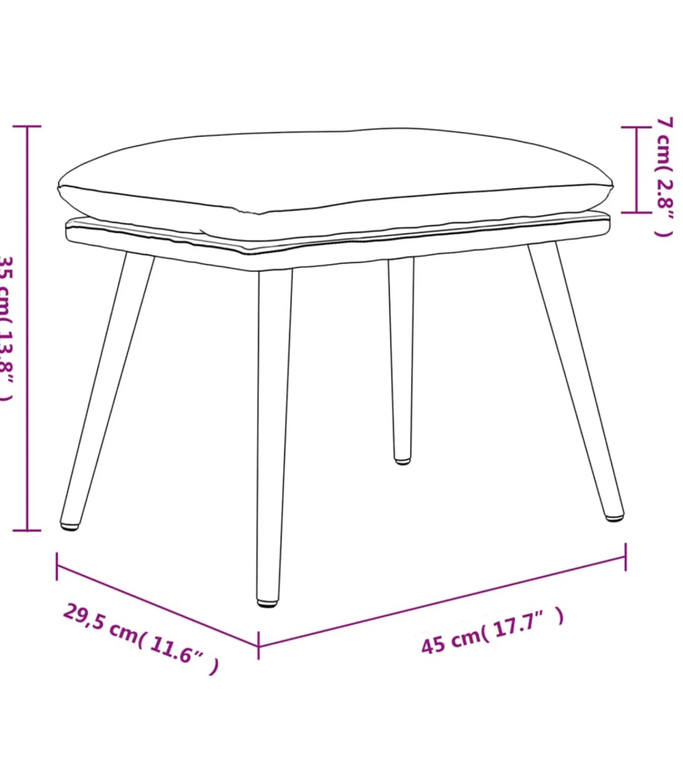 Clearance Voetenbank 45x29,5x35 cm stof crèmekleurig Stoelen