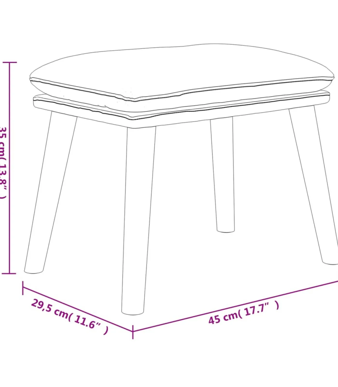Voetenbank 45x29,5x35 cm stof en kunstleer blauw Stoelen