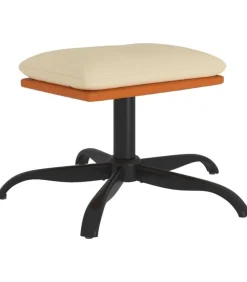 Clearance Voetenbank 60x60x36 cm stof en kunstleer crèmekleurig Stoelen