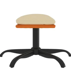 Clearance Voetenbank 60x60x36 cm stof en kunstleer crèmekleurig Stoelen