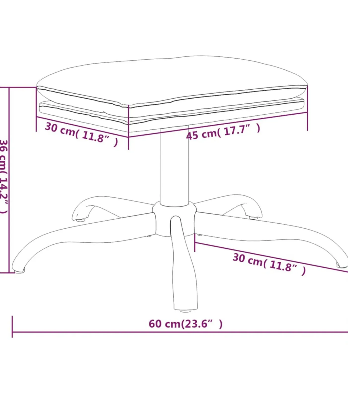 Voetenbank 60x60x36 cm stof en kunstleer crèmekleurig Stoelen