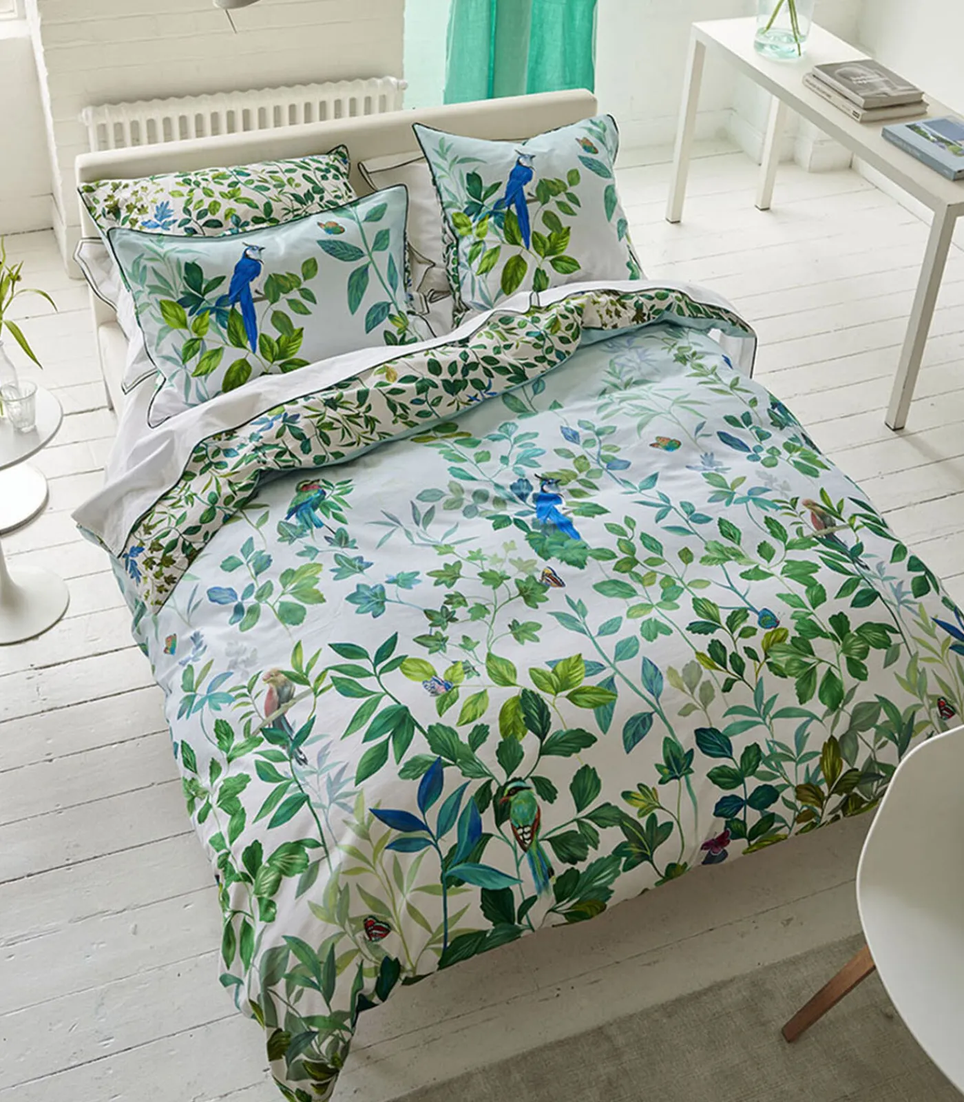 Outlet Volière Sky - Kussensloop in katoen satijn met print Kussenslopen