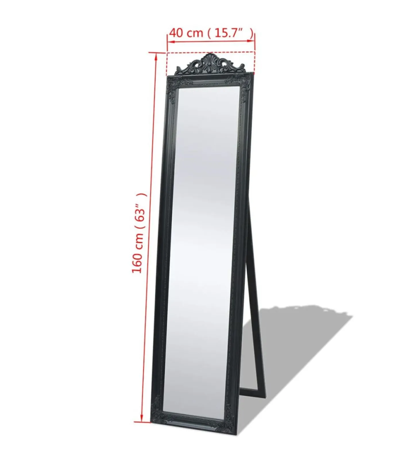 Sale Vrijstaande spiegel Barokstijl 160x40cm zwart Spiegels