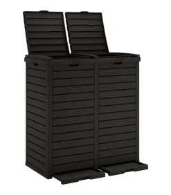 Clearance Vuilnisbak voor tuin 78x41x86 cm polypropeen zwart Manden En Bakken