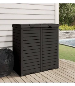 Clearance Vuilnisbak voor tuin 78x41x86 cm polypropeen zwart Manden En Bakken