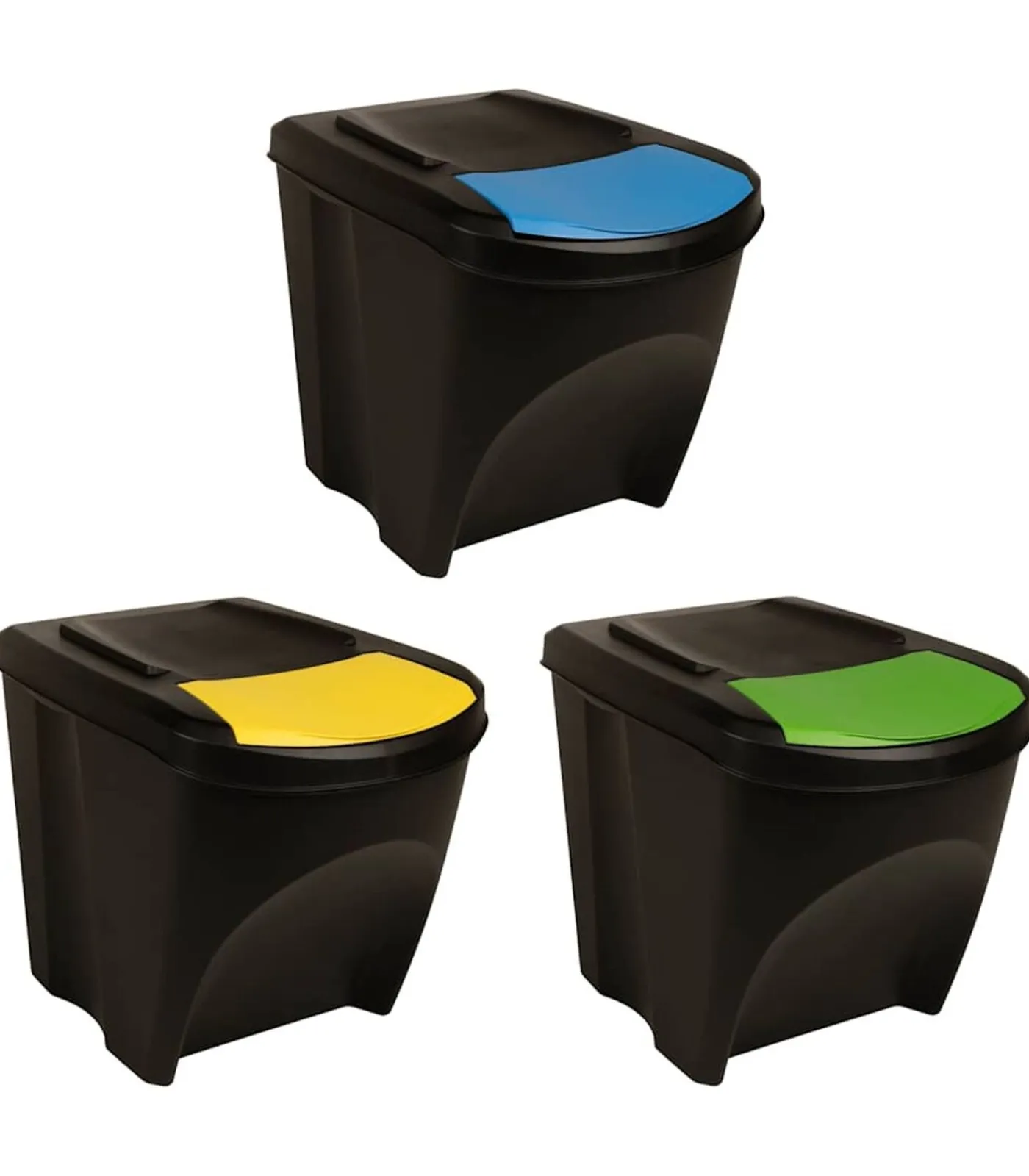 Vuilnisbakken 3 st stapelbaar 75 L antracietkleurig Manden En Bakken