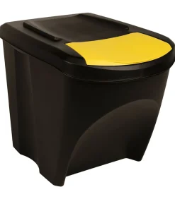 Vuilnisbakken 3 st stapelbaar 75 L antracietkleurig Manden En Bakken