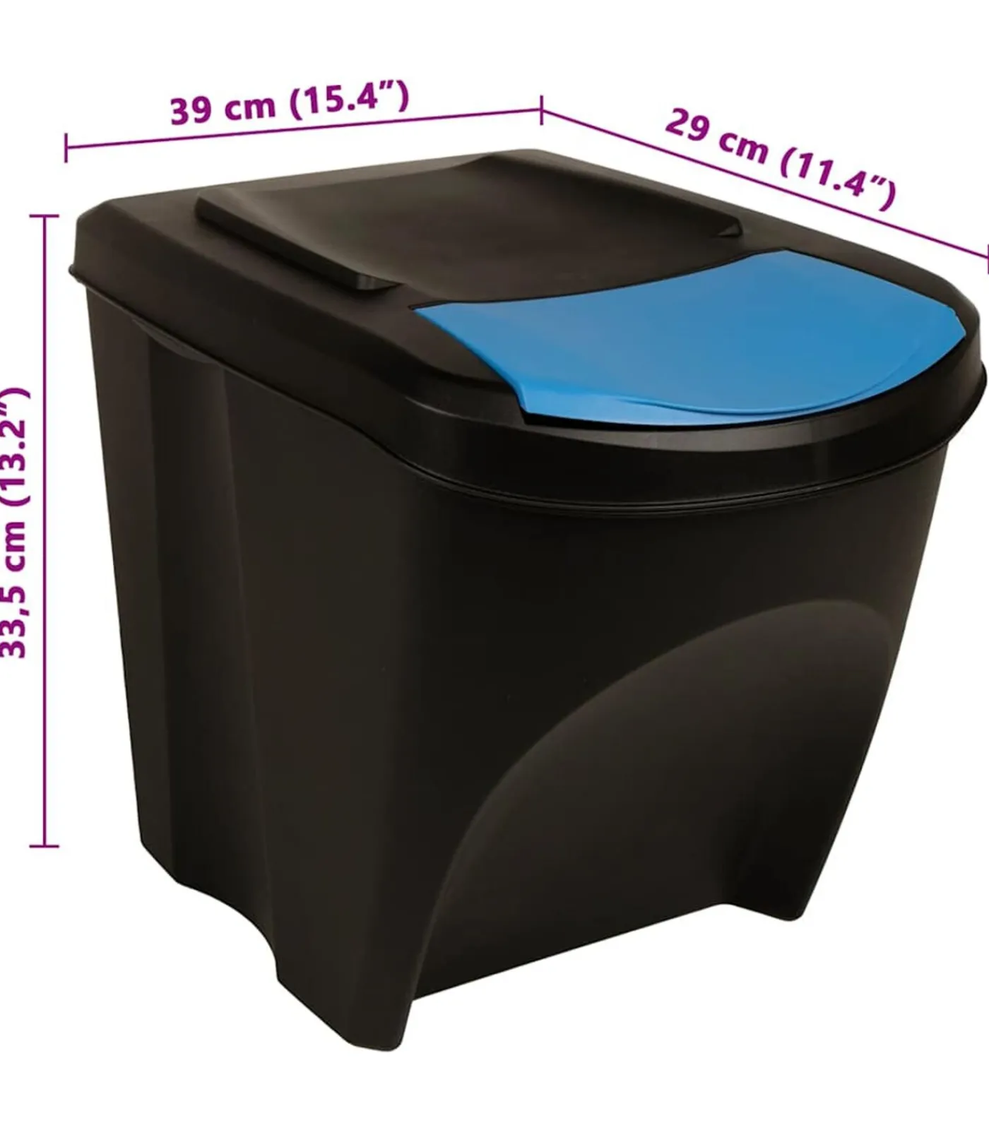 Vuilnisbakken 3 st stapelbaar 75 L antracietkleurig Manden En Bakken