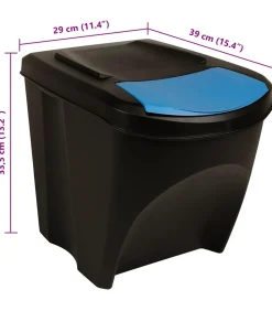 Sale Vuilnisbakken 4 st stapelbaar 100 L antracietkleurig Manden En Bakken