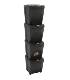 Sale Vuilnisbakken 4 st stapelbaar 100 L polypropeen grijs Manden En Bakken