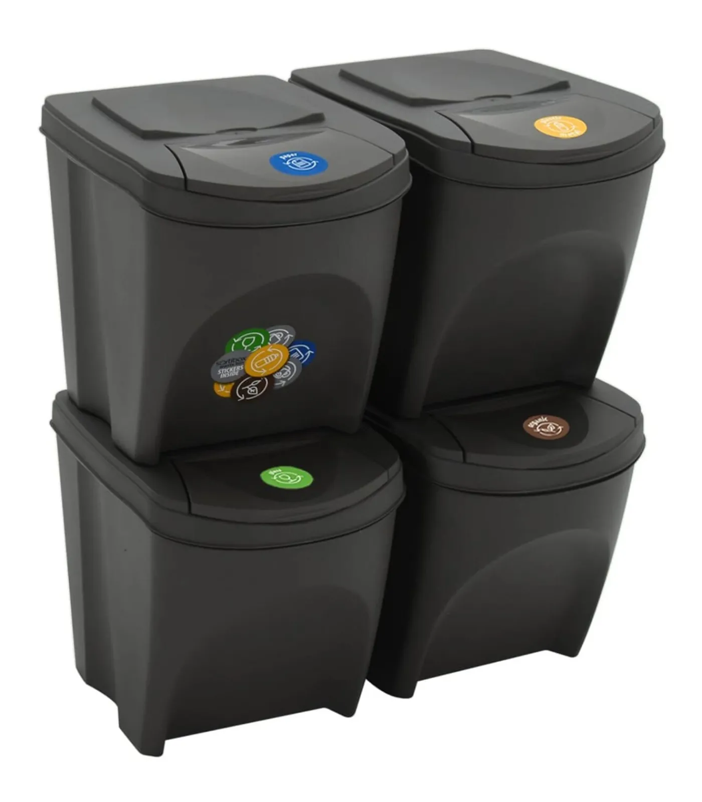 Sale Vuilnisbakken 4 st stapelbaar 100 L polypropeen grijs Manden En Bakken