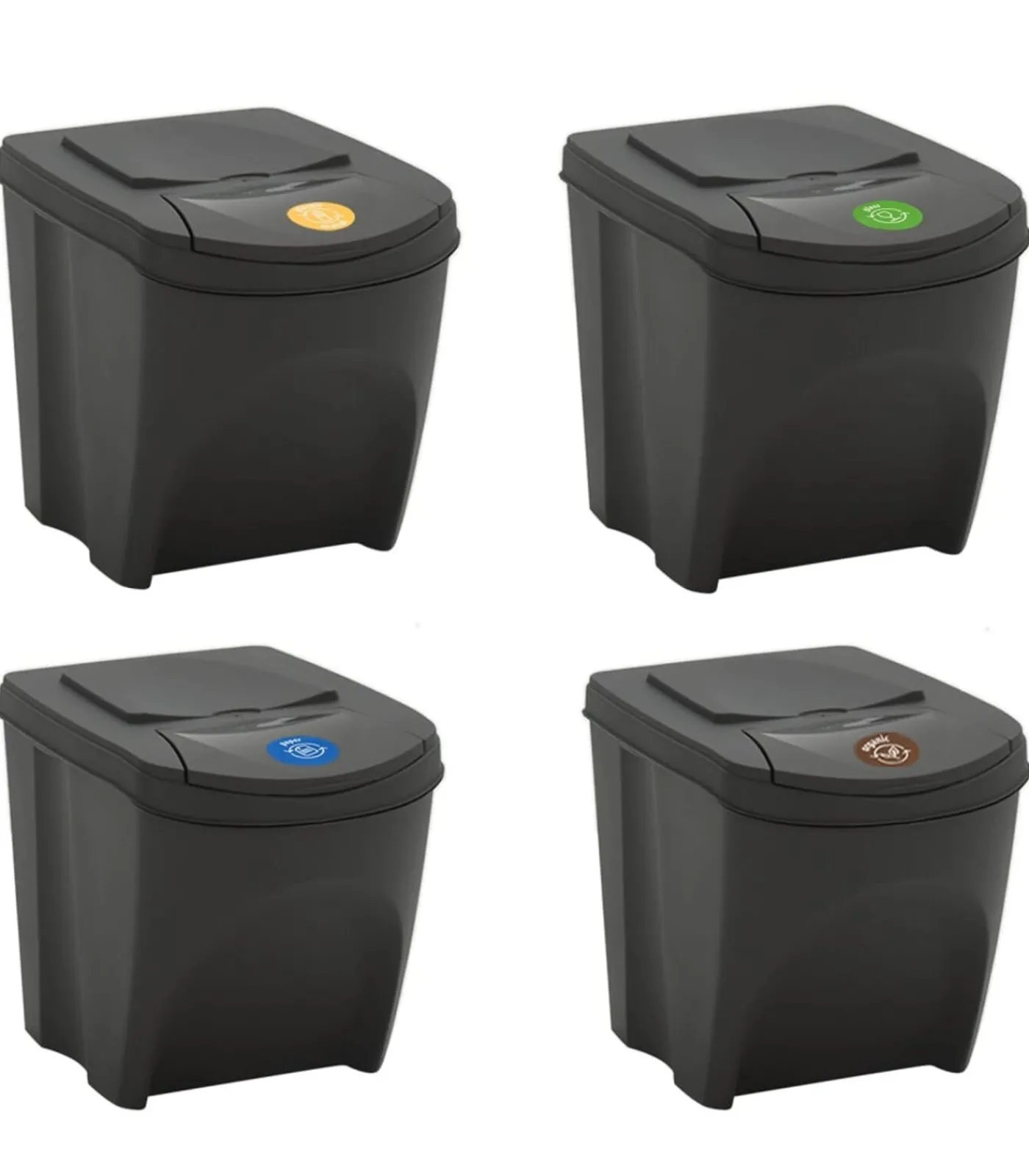 Sale Vuilnisbakken 4 st stapelbaar 100 L polypropeen grijs Manden En Bakken