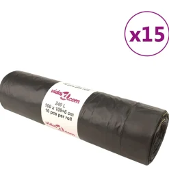 Outlet Vuilniszakken met trekkoorden 150 st 240 l zwart Manden En Bakken