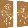Clearance Wanddecoratie tuin 2 st bloemenontwerp 105x55 cm cortenstaal Decoratie