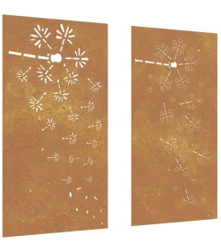 Hot Wanddecoratie tuin 2 st bloemenontwerp 105x55 cm cortenstaal Decoratie