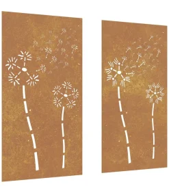 Online Wanddecoratie tuin 2 st bloemenontwerp 105x55 cm cortenstaal Decoratie