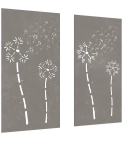 Online Wanddecoratie tuin 2 st bloemenontwerp 105x55 cm cortenstaal Decoratie