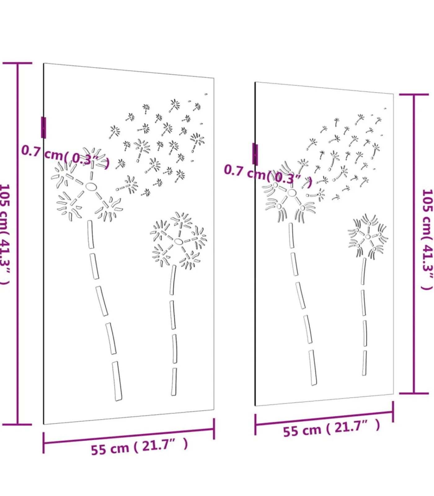 Online Wanddecoratie tuin 2 st bloemenontwerp 105x55 cm cortenstaal Decoratie