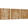 Outlet Wanddecoratie tuin 3 st grasontwerp 55x55 cm cortenstaal Decoratie
