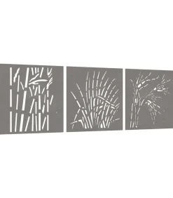 Outlet Wanddecoratie tuin 3 st grasontwerp 55x55 cm cortenstaal Decoratie