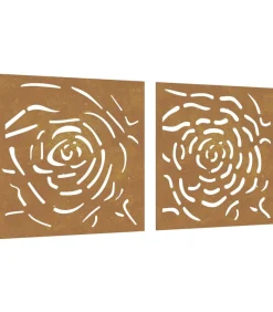 Wanddecoratie tuin 2 st rozenontwerp 55x55 cm cortenstaal Decoratie
